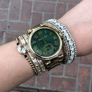 Juicy couture silver and burlap styled bracelet